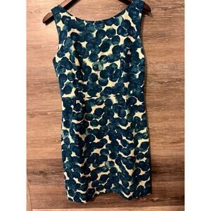 Tabitha dress blue size 12 floral cocktail party pencil zipper V back short